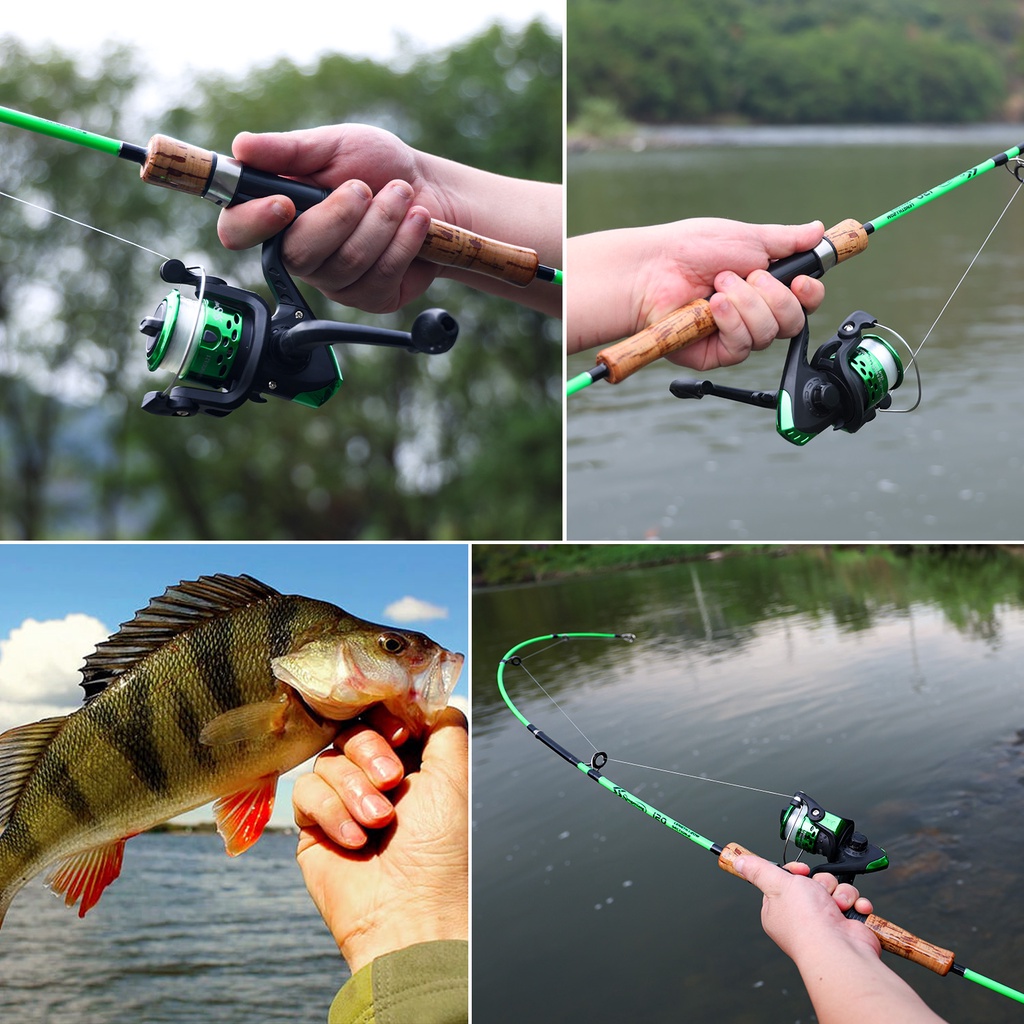 Joran Pancing 1.2M 1.6M Spining Fishing Rod 2 Sections Wooden Handle Fishing Pole Fishing Tackle Max Drag 5kg Fishing Rod  For Freshwater or Saltwater Joran Pancing