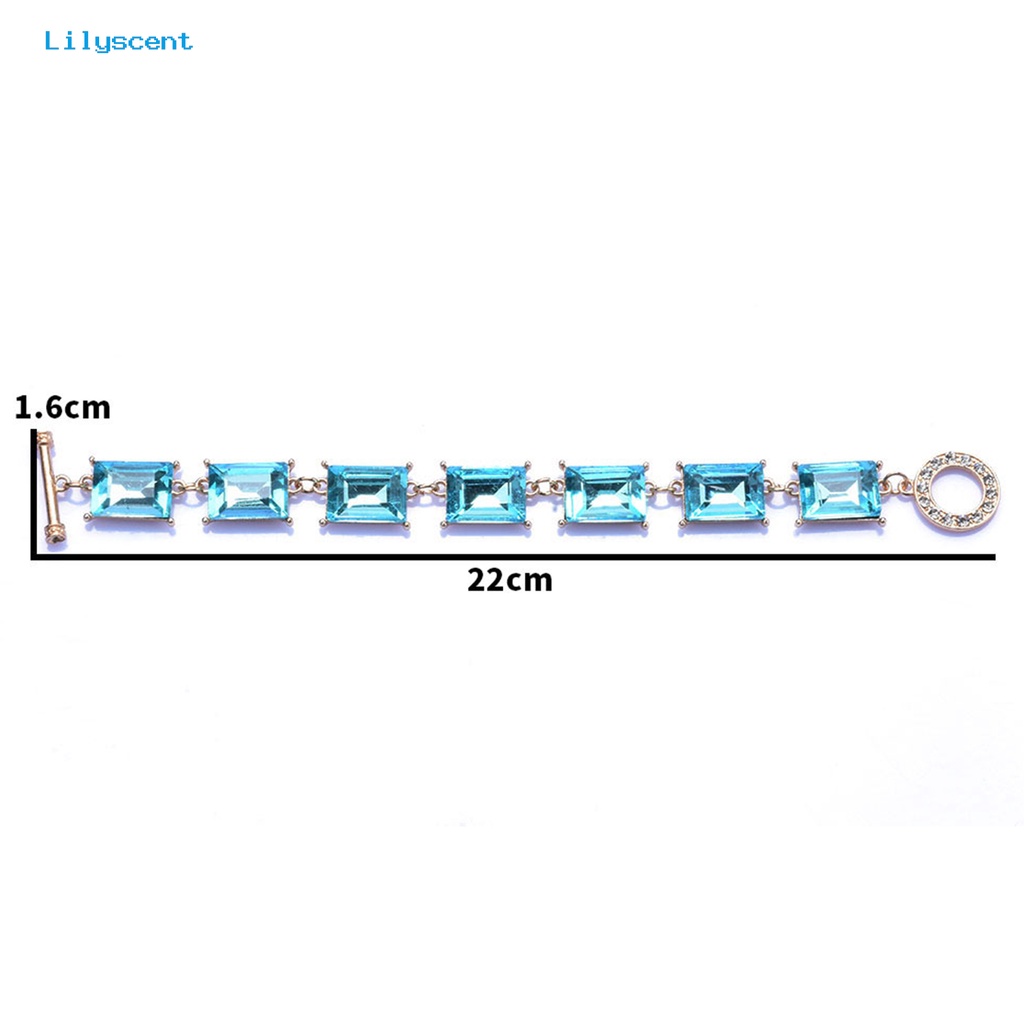 [LS] Kalung Berlebihan Desain Persegi Mengkilap Tidak Luntur Dress Up Alloy Geometris Persegi Berwarna Kristal Imitasi Kalung Wanita Perhiasan