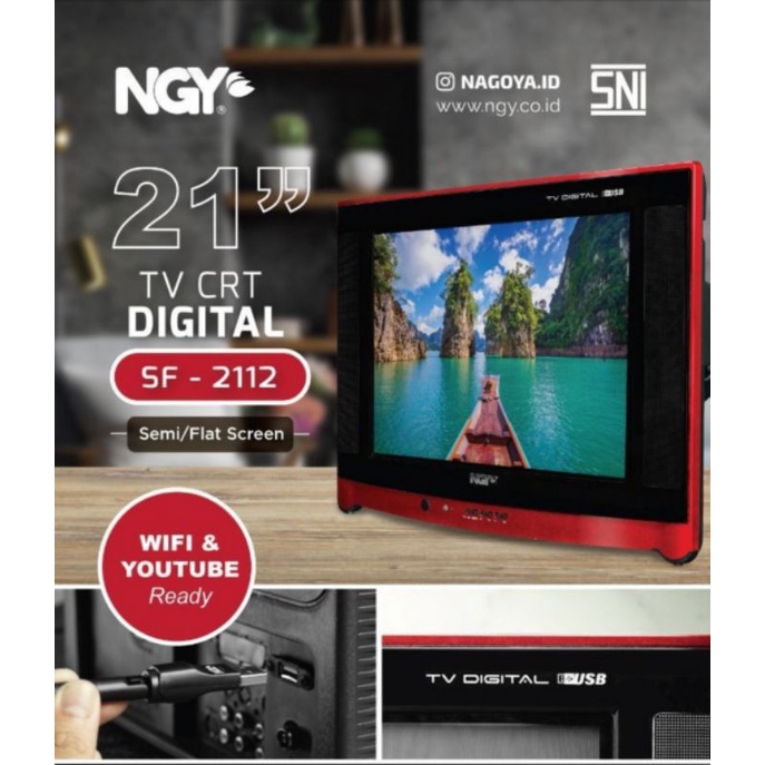 TV DIGITAL YOUTUBE DAN WIFI TV TABUNG CRT DIGITAL 21 INCH SF-2112 LAYAR FLAT GARANSI RESMI