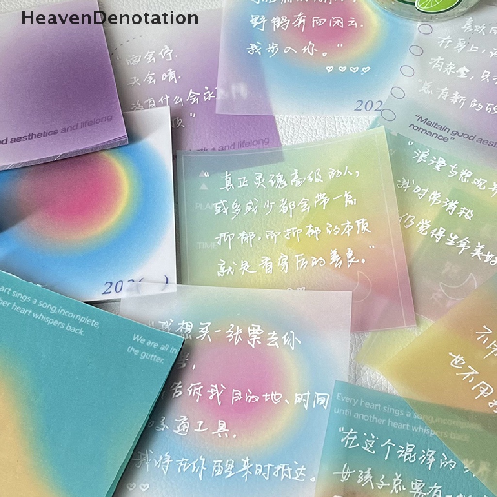 [HeavenDenotation] 50pcs Lucu Novelty Gradient Color Transparan Lengket Indeks Tab Penanda Halaman Bookmark Stiker Untuk Perlengkapan Kantor Sekolah Alat Tulis HDV