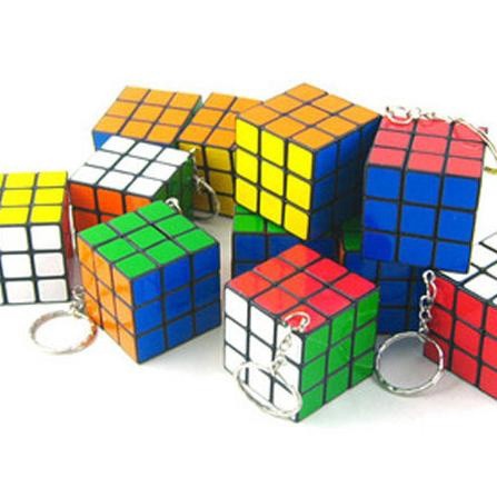 Bayar Di Tempat ✔️ GANTUNGAN KUNCI RUBIK 3X3 / RUBIK MINI 3CM KEYCHAIN MAINAN PUZZLE ANAK