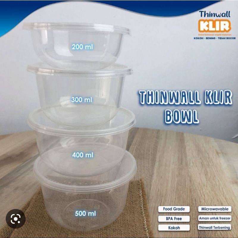 Thinwall BULAT KLIR 500ml + Tutup / Cup pudding / bowl mangkok ( isi 25 pcs)