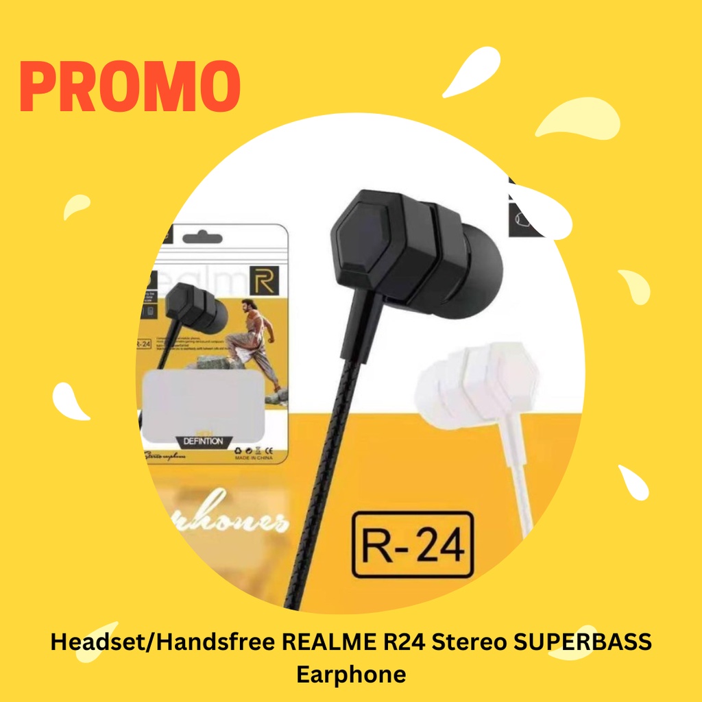 PROMO Headset Handsfree Earphone HF Realme R24 R-24 Super Bass Stereo Murah