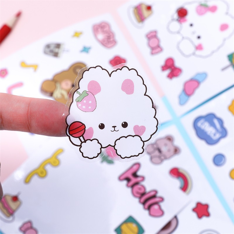 10lembar Kartun Beruang Hewan Lucu Tahan Air Cup Notebook Scrapbooking Stiker