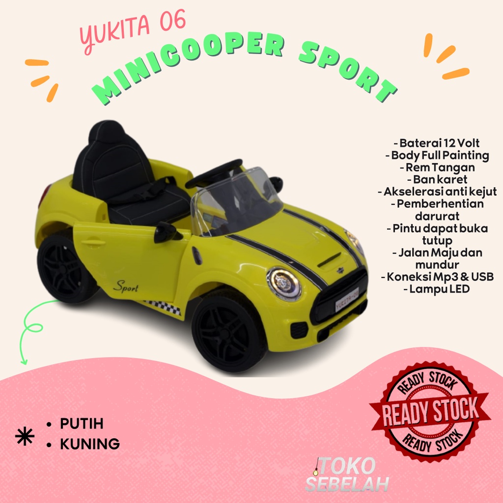 Mainan Anak Mobil Aki Mini Cooper Yukita DLS 06