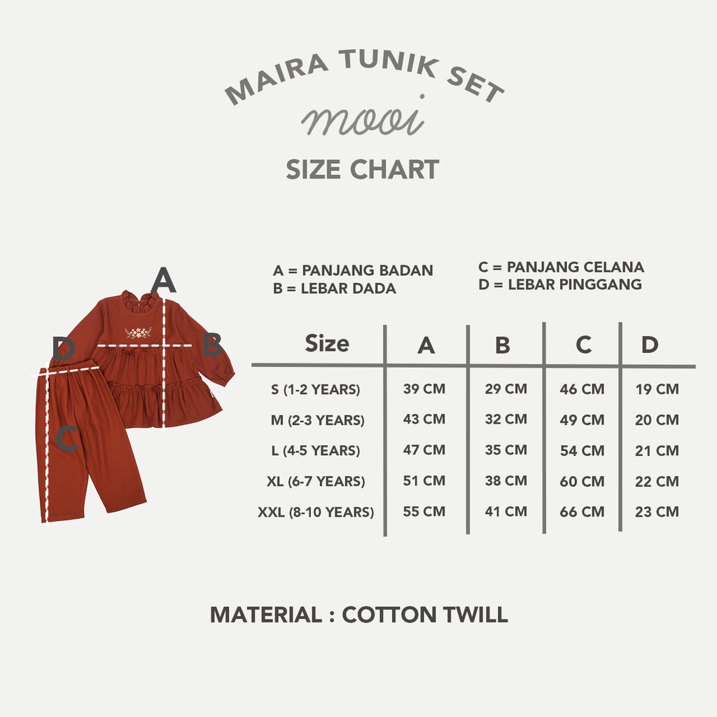 Mooi Maira Tunik Set 1-10 Tahun Setelan Raya Anak Perempuan / Setelan Tunik Ruffle Muslim Lebaran / Shafa Tunik CBKS