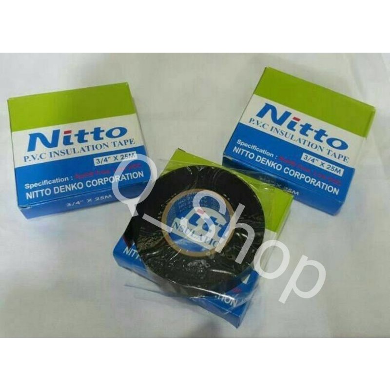 Isolasi Listrik NITTO ORIGINAL Tape Hitam PVC Kabel 3/4  Inch X 25 M