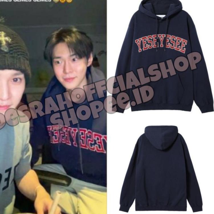 ➶ JAKET HOODIE NAVY  REALPICT KPop nct fashion idol outfit YESEYESEE SABLON MARUN LIST PUTIH ◙