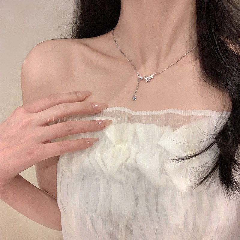 Bintang Splicing Rumbai Liontin Kalung Perempuan Korea Lembut Klavikula Rantai