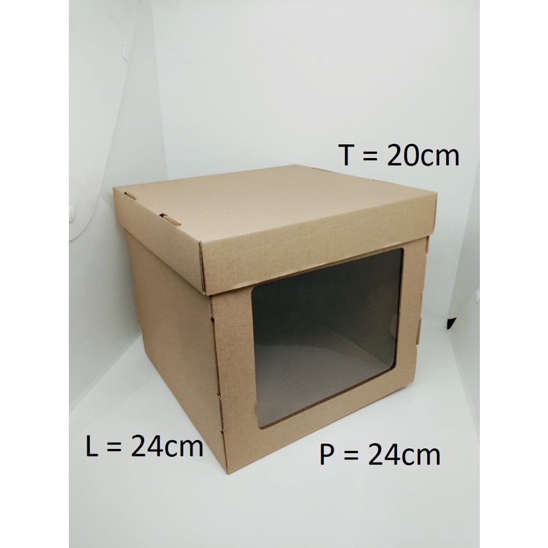 

CAKE BOX MIKA 24X24X20 CM 1pcs E-FLUTE KARDUS BADAN TUTUP PISAH