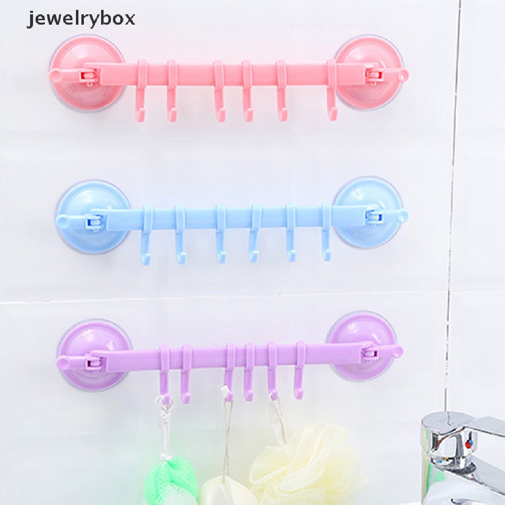 [jewelrybox] Adjustable 6kait Double Suction Cup Rak Gantungan Handuk Rak Gantung Holders Lock Type Sucker Bathroom Hook Organizer Butik