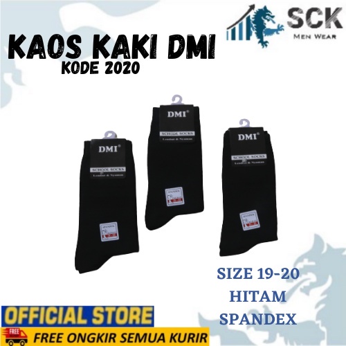 Kaos Kaki Sekolah Panjang DMI 2020 Polos Hitam / Kaus Kaki SD SMP DMI 2020 Premium - sck