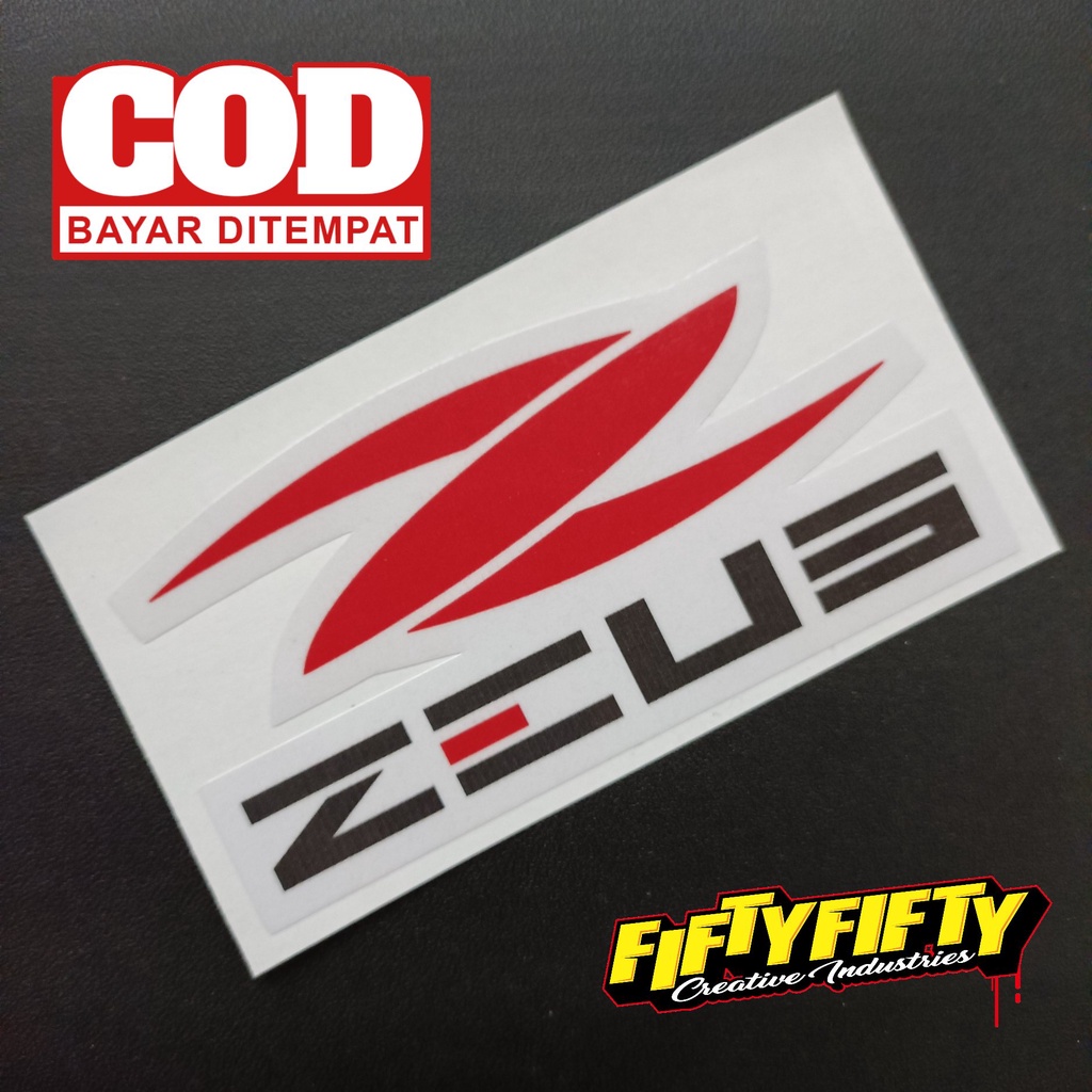 Stiker Print Cut ZEUS Stiker Printing Laminasi Glossy Stiker Motor Mobil Helm Sudah Membentuk Pola Desain