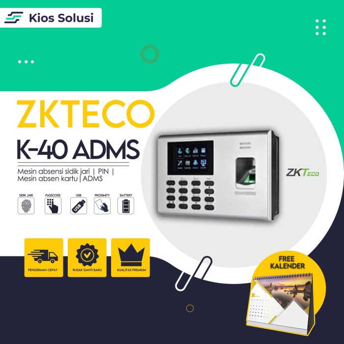 

[[JNT COD]] Mesin Absensi Fingerprint ZKTeco K40 Sidik Jari | Battery