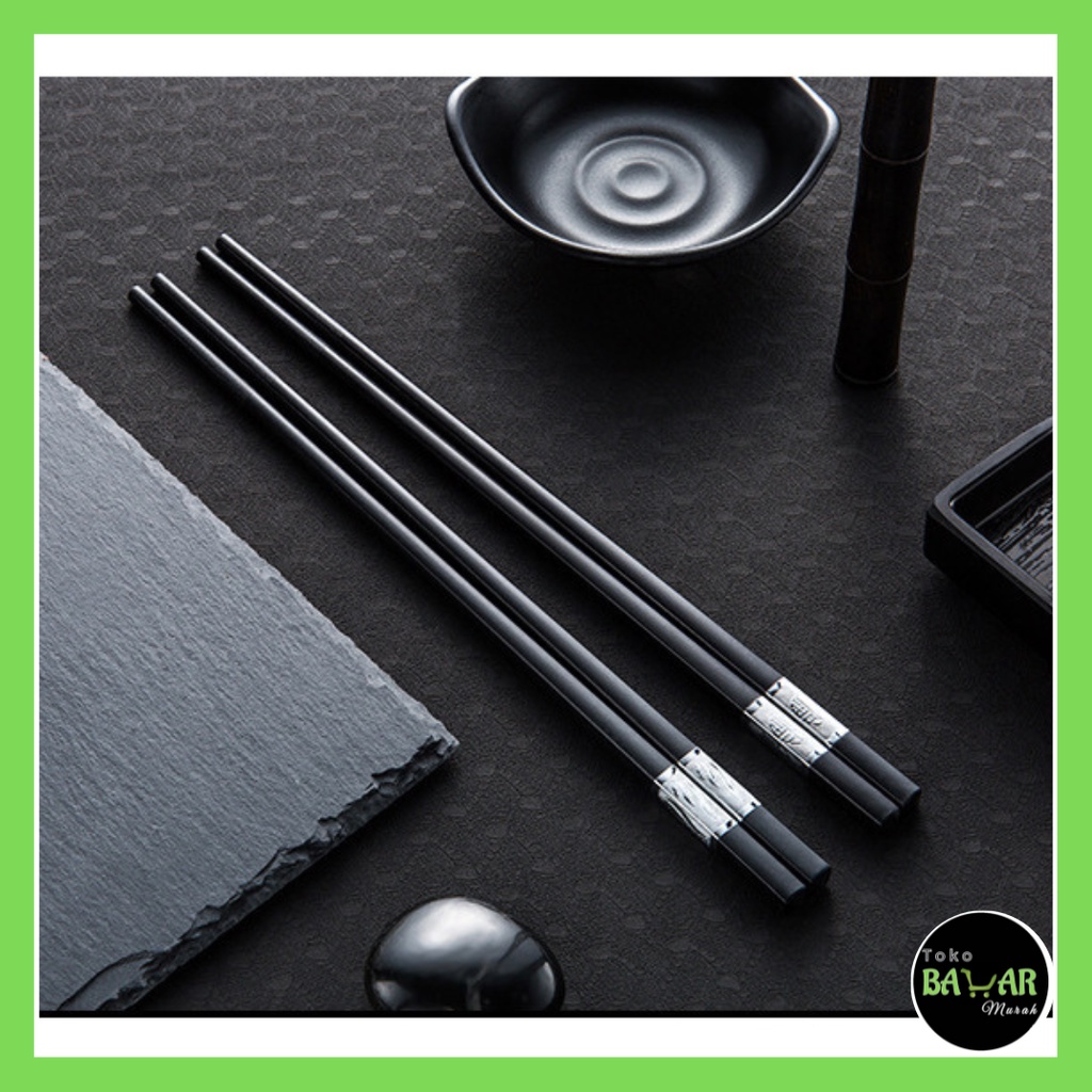 Sumpit Premium Bahan Melamin / Sumpit Hitam Melamin Tembaga Tebal / Sumpit Melamin Anti Panas
