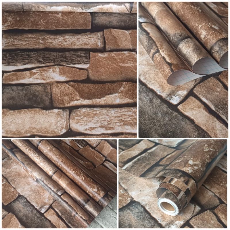 Wallpaper Dinding Batu Alam Coklat Diambil Dekorasi Dinding Ruang Tamu Kamar Tidur