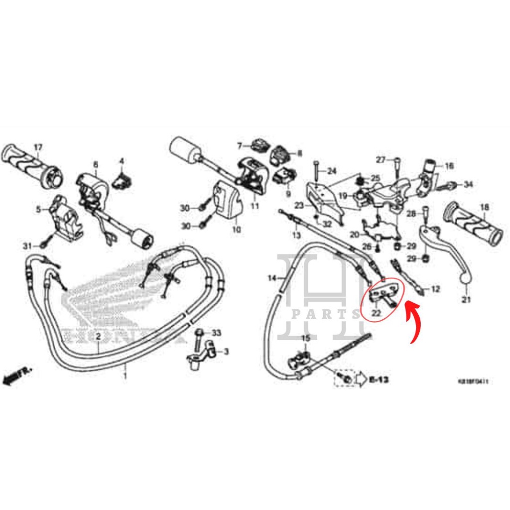 EQUALIZER COMP HANDEL KIRI SCOOPY VARIO 125 150 ESP K93 K59J K60R 53184-K81-N30 ASLI ORIGINAL AHM HGP HONDA