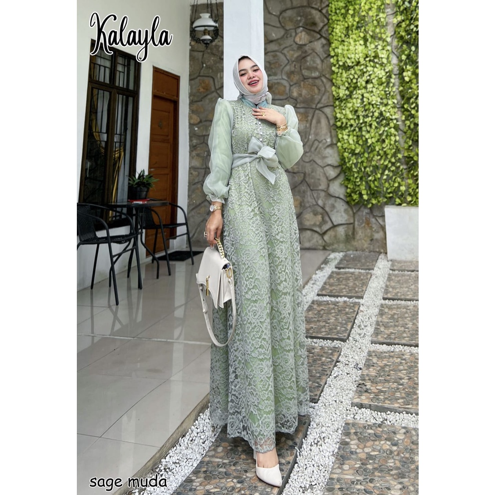 GAMIS PESTA KONDANGAN ORGANZA KALAYLA DRESS BRUKAT CANTIK