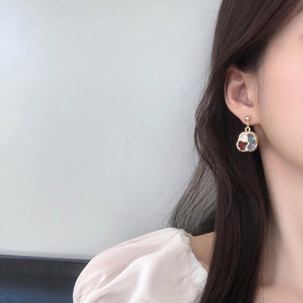 Timekey Antik Warna Diblokir Liontin Anting Temperamen Paduan Sederhana Ear Studs Earrings Perhiasan Aksesoris X6Y5