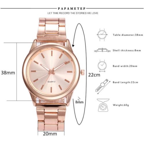 Jam Tangan Wanita Analog Quartz Jam Tangan pria Casual Fashion Strap Rantai Stainless Steel Import Couple