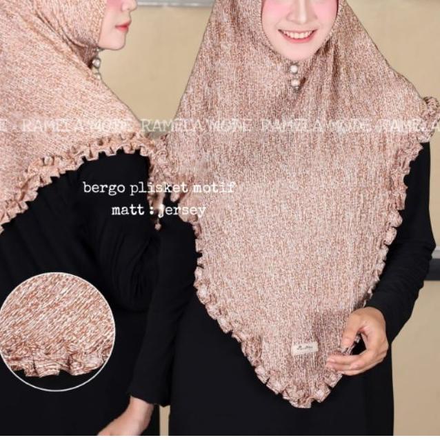 ☆ Bergo plisket motif gotik / Bergo plisket gotik motif / hijab instan plisket gotik / jilbab bergo 