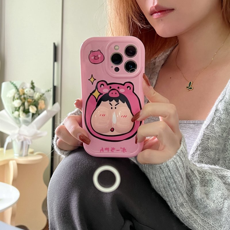 Pinch Face Pig Hat Soft Case HP iP iPhone 14 Plus 11 12 13 Pro Max New Casing Apple