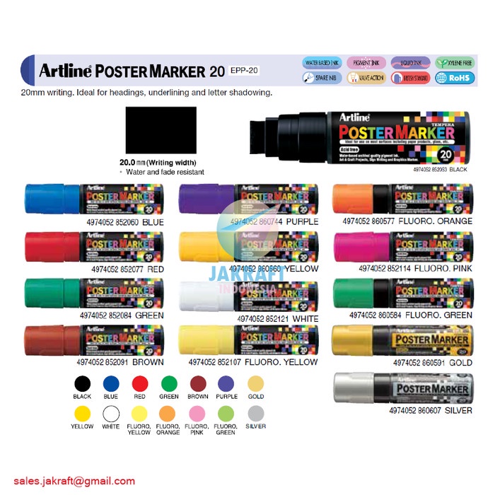

Terlaris Spidol Graffiti Mural Dinding Kaca 2 Cm Artline Poster Marker Epp-20