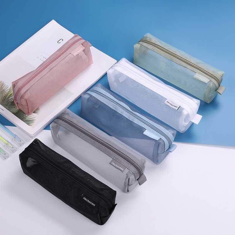 

Tempat Pensil Jaring Simple Stationery Mesh Zipper Bag - 20HEC