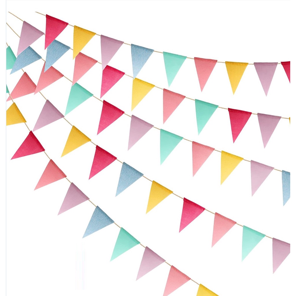 150Pcs Bendera Segitiga Warna Warni 80 Meter Kain Hias Festival Dekorasi Acara Zig Zag