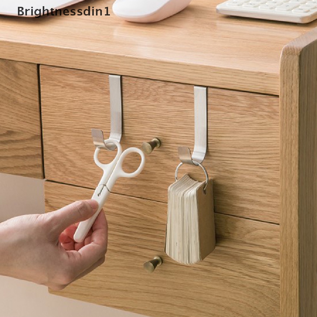 [Brightnessdin1] 2pcs S-Shaped Stainless Steel Hook Belakang Pintu Lemari Dapur Serbaguna Lubang Bebas Pintu Kamar Mandi Belakang Rak Penyimpanan Kunci Organizer Butik