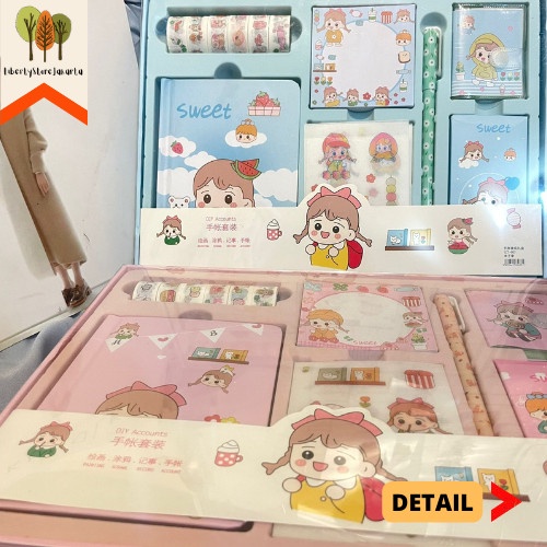 

Terlaris Paket Jurnal 7 In 1 Karakter Cewek Sweet Pink Biru Free Hard Box