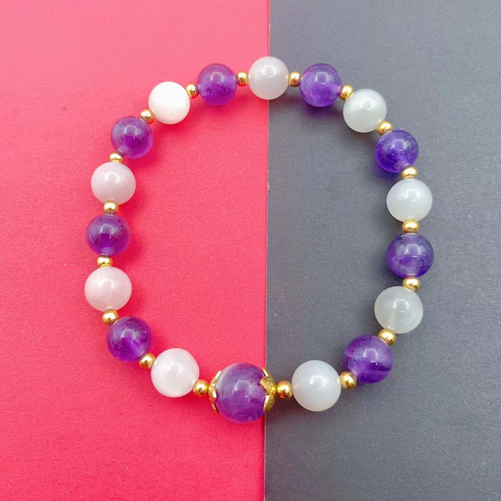 Gelang Kristal Energi Positif Natural Amethyst Moonlight Untuk Wanita