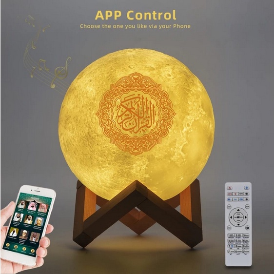 Lampu Speaker Al Quran Juz Surah Bulan 3D Digital Bluetooth + Remote/Speaker quran lampu bulan hias 