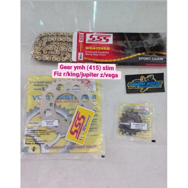 Gear set SSS 415(slim) Yamaha Fiz R/RX king/Jupiter Z/Vega ukuran 32 sampai 39 (R. HSB)