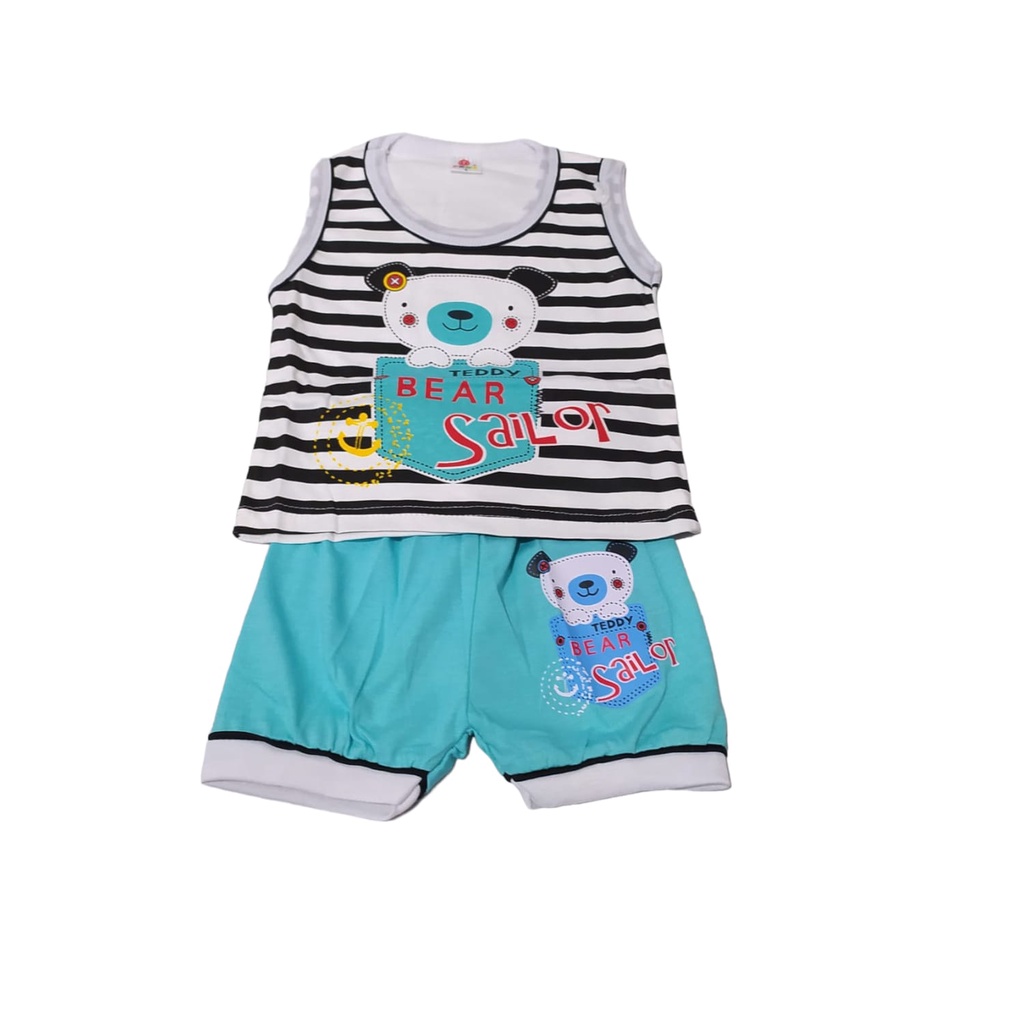 3 Set Setelan Baju Bayi Oblong Tanpa Lengan Usia 0-1 tahun