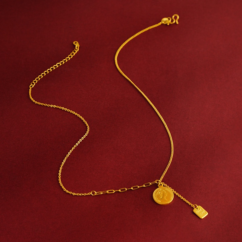 Goldkingdom Perhiasan Fashion Emas Asli Kadar 375Bangkok Aksesoris Ready Stock Kalung Drive Ratu Wanita Merek Bulat Ganda Gelang Yang Dapat Disesuaikan