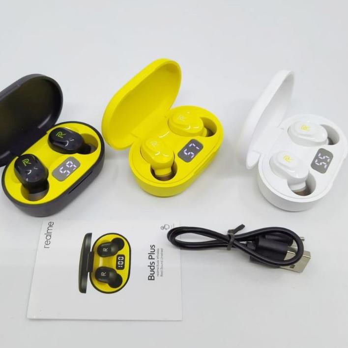 ✷ REALME EARPHONE BLUETOOTH BUDS PLUS WIRELESS LED HANDSET ✦