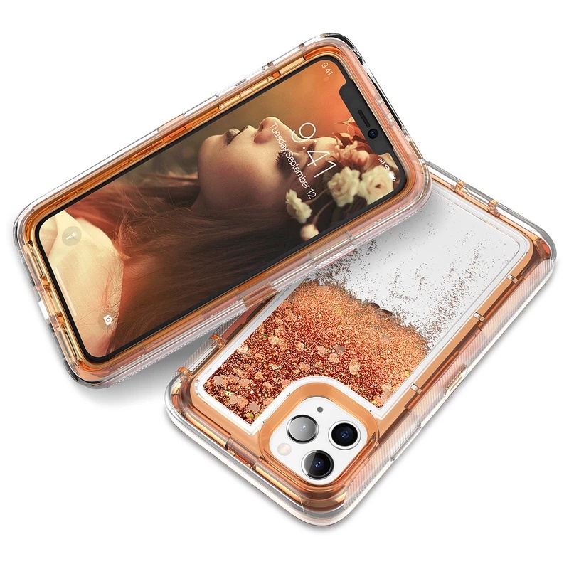 IPHONE Serbuk Flash Pasir Hisap Gaya Dan Sederhana Casing Ponsel Empat Sudut Quake-proof Untuk Iphone14 13 12 11 Pro Max X XS Max XR 7 8 Plus Shockproof Canggih