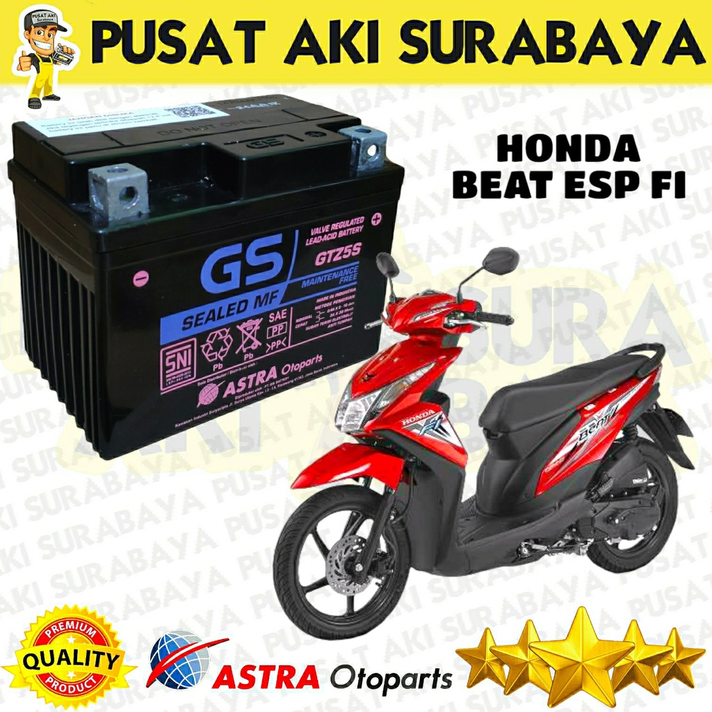 PASTI ASLI GS ASTRA GTZ5S ACCU KERING MOTOR HONDA BEAT ESP BEAT FI BEAT STREET VARIO 110 JUPITER MX MIO SOUL GT XEON SCOOPY REVO LETS NEX YTZ4V YTZ5S MTZ5S