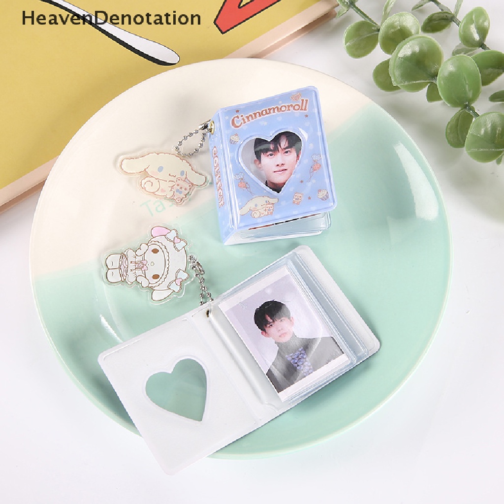 [HeavenDenotation] Album Foto 1inch Dengan Gantungan Kunci Kpop Hollow Love Photo Holder Card Bag Mini Instax Card Holder 16kantong Tas Kartu Nama HDV