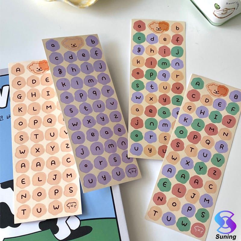 

Rounded Label Sticker Alphabet Huruf Warna Rainbow Beruang Lucu Untuk Decor Buku Diary / Jurnal