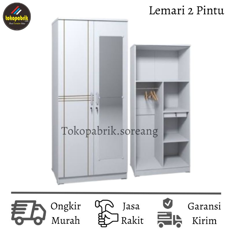 Lemari Pakaian 2 Pintu Kaca panjang Minimalis Olympic Murah Bandung Sumedang Purwakarta Jakarta Beka