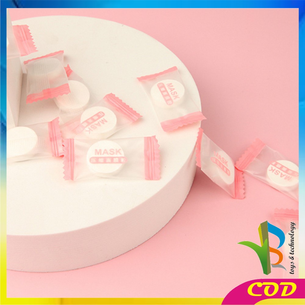 RB-K142 Tissue Bulat Mini Travel Sekali Pakai / Masker Wajah Kompres Towel Portable Tisu Bentuk Permen / Travelling Compressed Paper Mask Sheet Import
