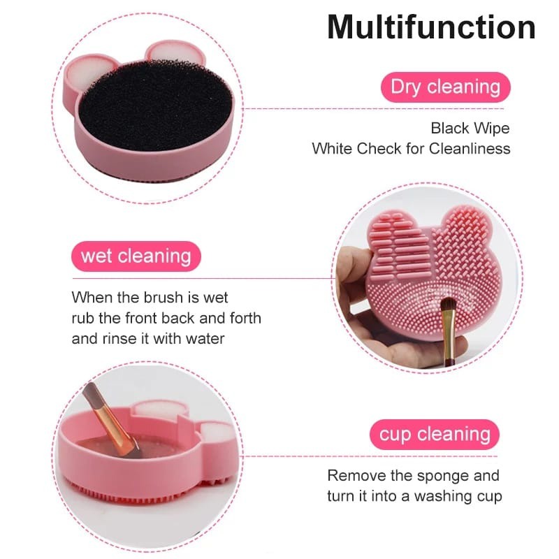 T&amp;Y Pembersih Make Up Brush Pembersih Kuas Make Up Cleaner Cartoon Alat Pencuci Kuas Makeup Bentuk Karakter Kartun Makeup Brush Cleaning Tool With Sponge Dry&amp; Wet Clean