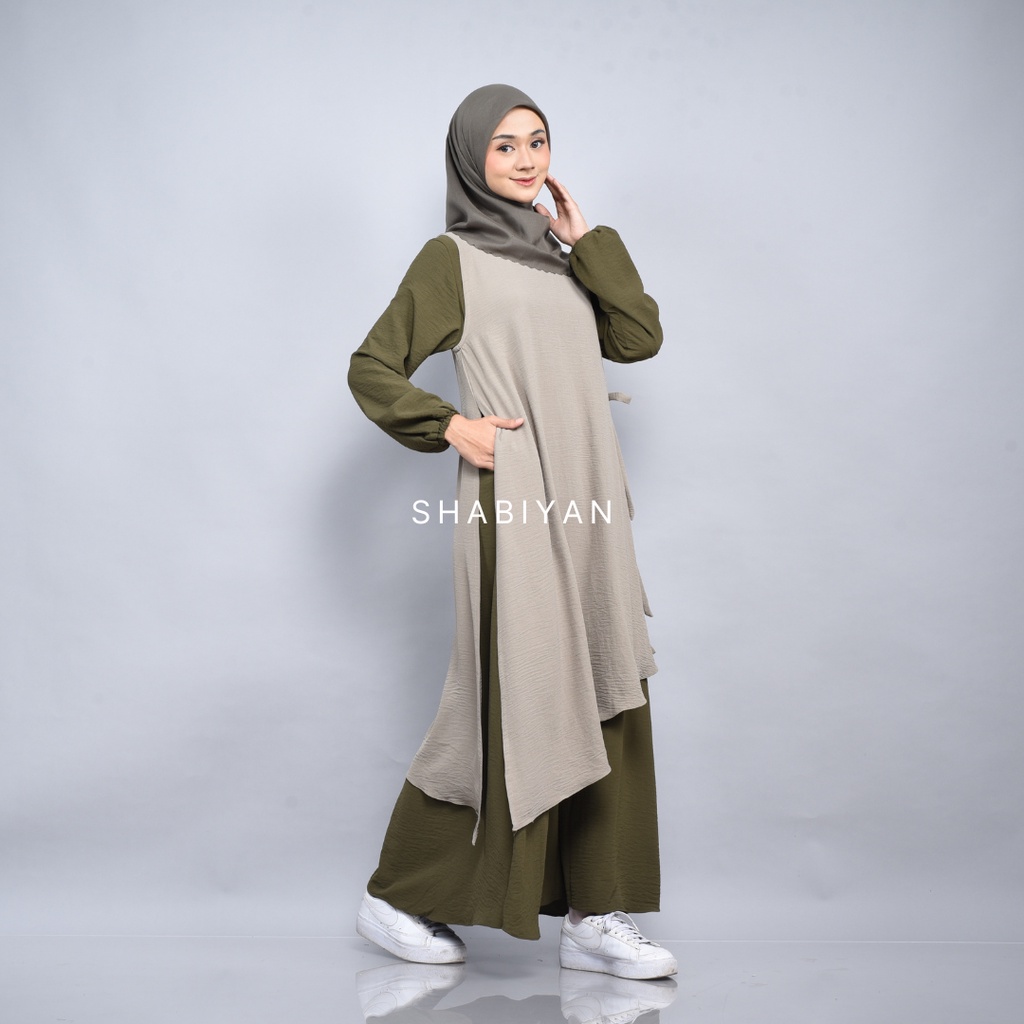 Shabiyan 456 Gamis Set Dress | Dress 2 in 1 | Muslimah Outer Dress | Xania-Green