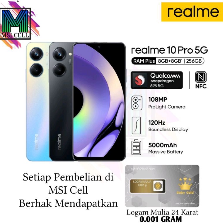 Realme 10 Pro 5g 8/128/8/256 | Snapdragon 695 5G (Free Logam Mulia)
