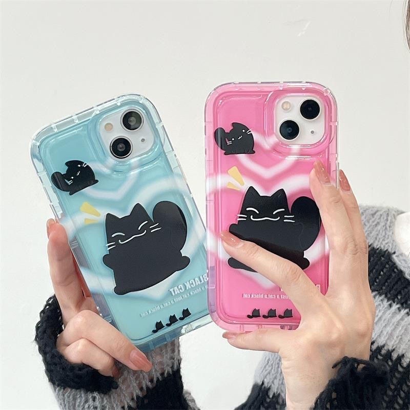 IPHONE Casing Ponsel Desain Kucing Hitam Cinta Kecil Kompatibel Dengan Iphone12 13 14 11 Pro Max X Xs Max Xr Vvctyr
