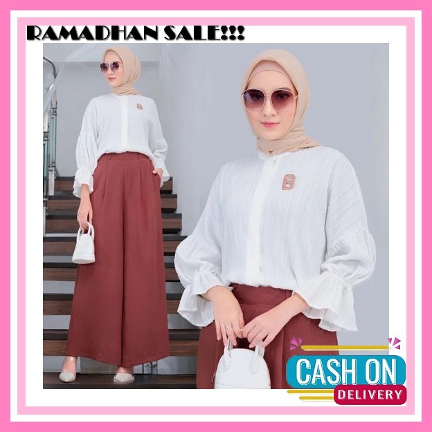 Baju Wanita Long Tunik Setelan Wanita Kekinian Fashion Muslim Amanda Set Rok Panjang One Set Crinkle