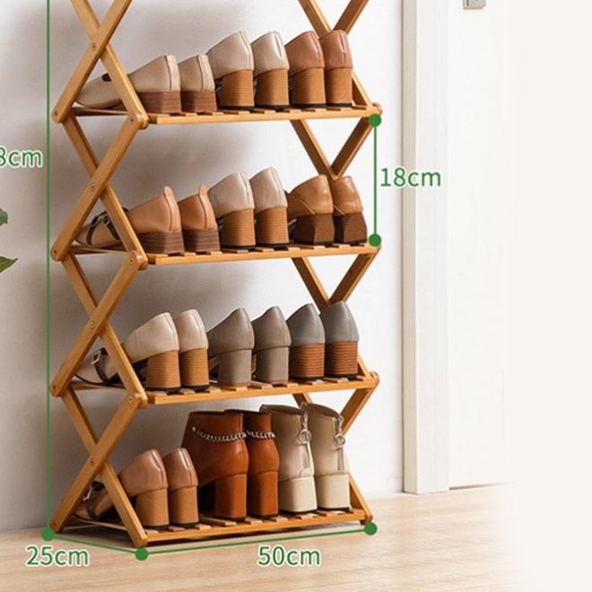 ☻ Muzy Rak Sepatu Kayu Zig zag Rak Tanaman Rak Bunga Hiasan Rak Serbaguna Tempat Sepatu Silang HRS20