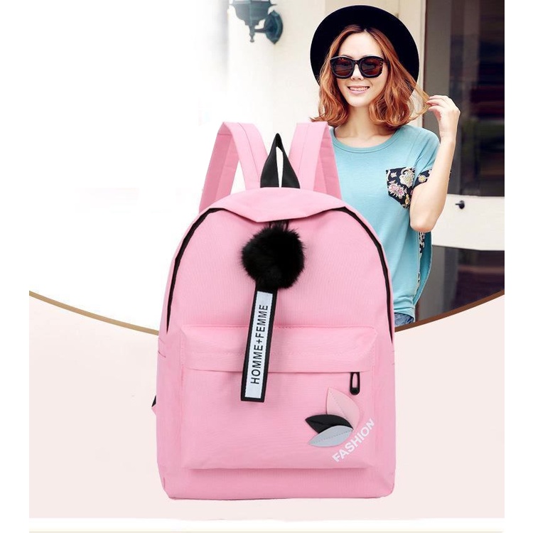TAS RANSEL WANITA KOREA FASHION Tas Ransel Backpack Fashion Homme Femme Sweet Gambar Daun Tas Ransel Sekolah Kuliah Kerja Kekinian